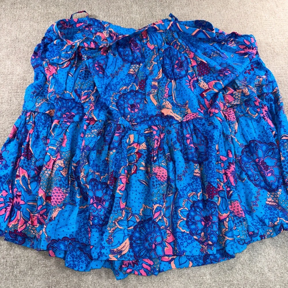 Free People Intimately Cami Top Small Blue Floral Tiered Ruffle OB1315993 NEW